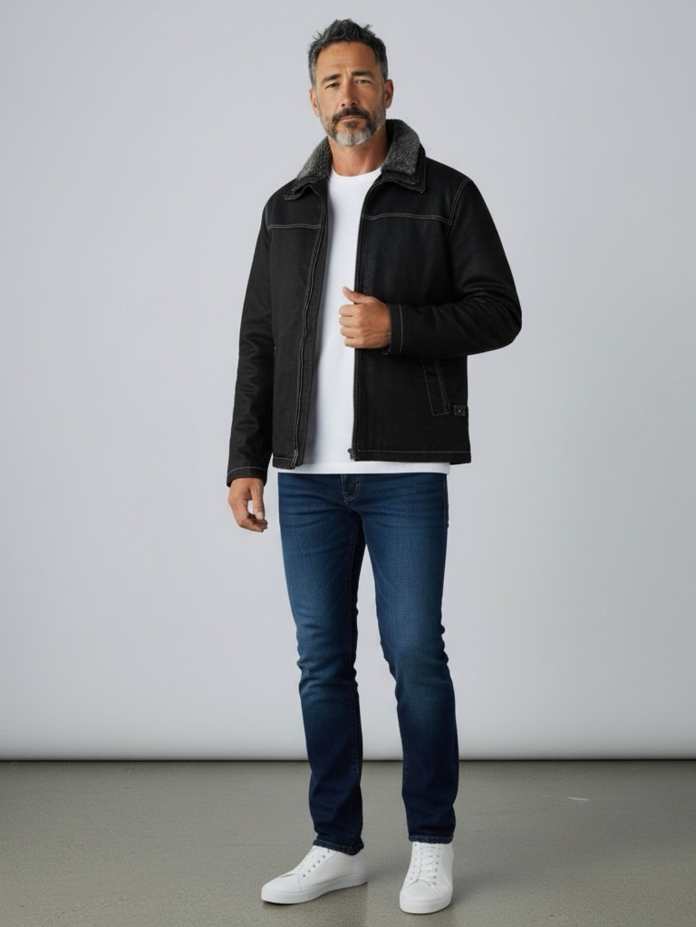 Cruze Black Genuine Leather Jacket Removable Liner Hood Medium